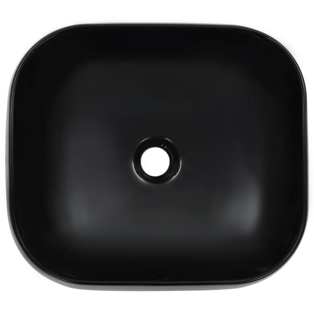 vidaXL Umywalka, 44,5 x 39,5 x 14,5 cm, ceramiczna, czarna