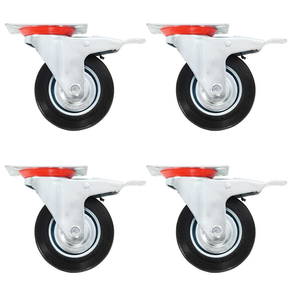 vidaXL Kółka skrętne z podwójnymi hamulcami, 4 szt., 100 mm
