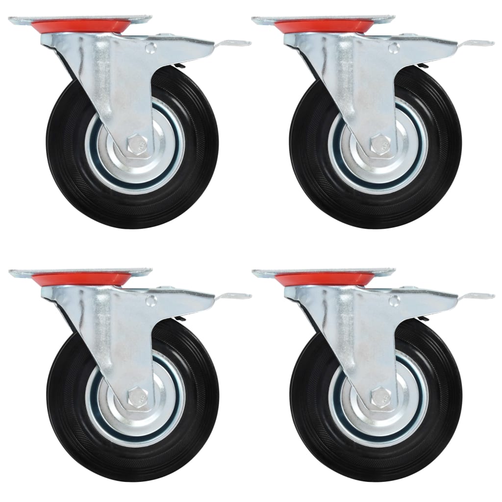 vidaXL Kółka skrętne z podwójnymi hamulcami, 4 szt., 125 mm