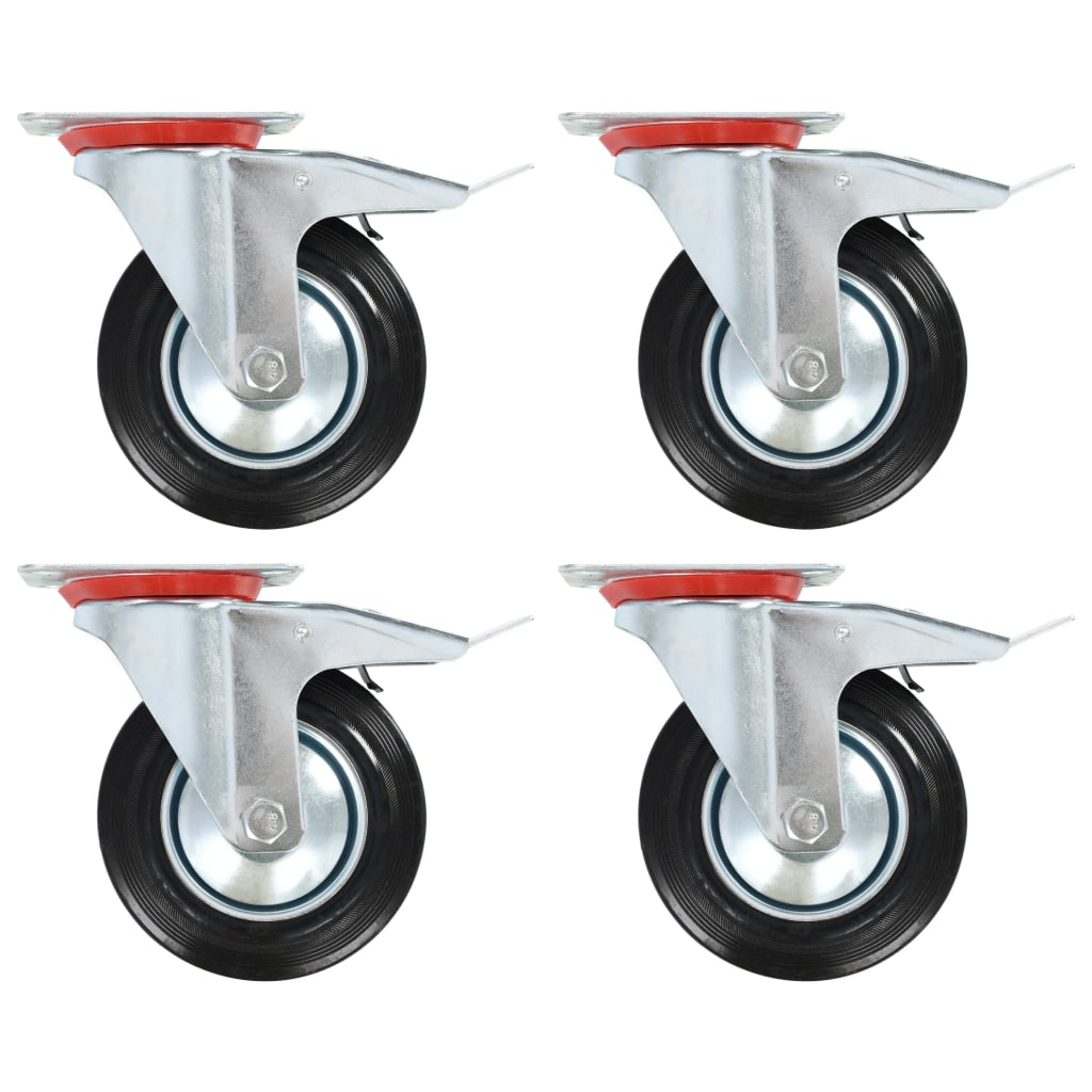 vidaXL Kółka skrętne z podwójnymi hamulcami, 4 szt., 160 mm