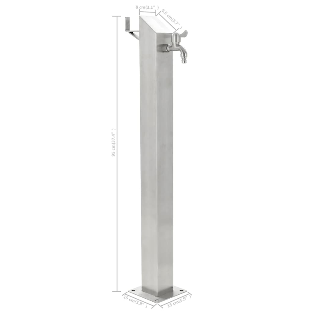vidaXL Kran ogrodowy na słupku, stal nierdzewna, kwadratowy, 95 cm