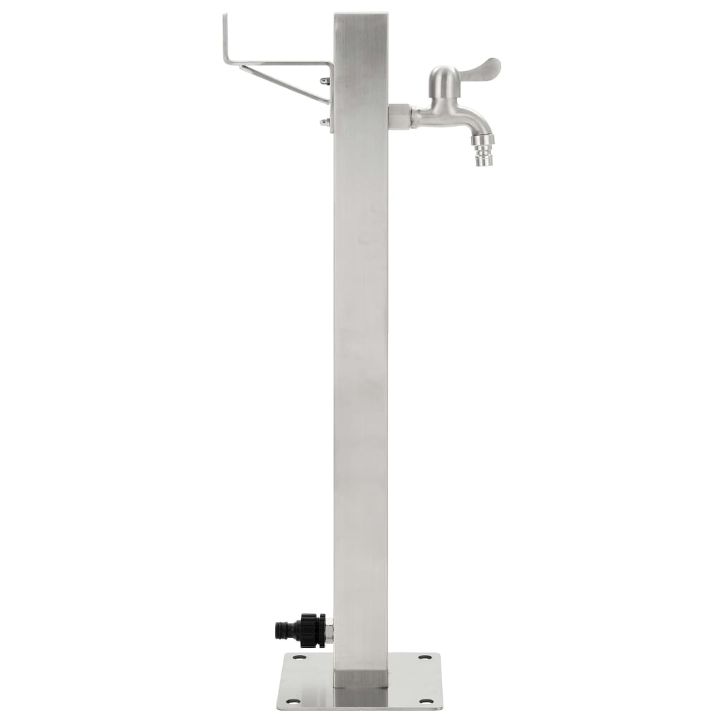 vidaXL Kran ogrodowy na słupku, stal nierdzewna, kwadratowy, 65 cm