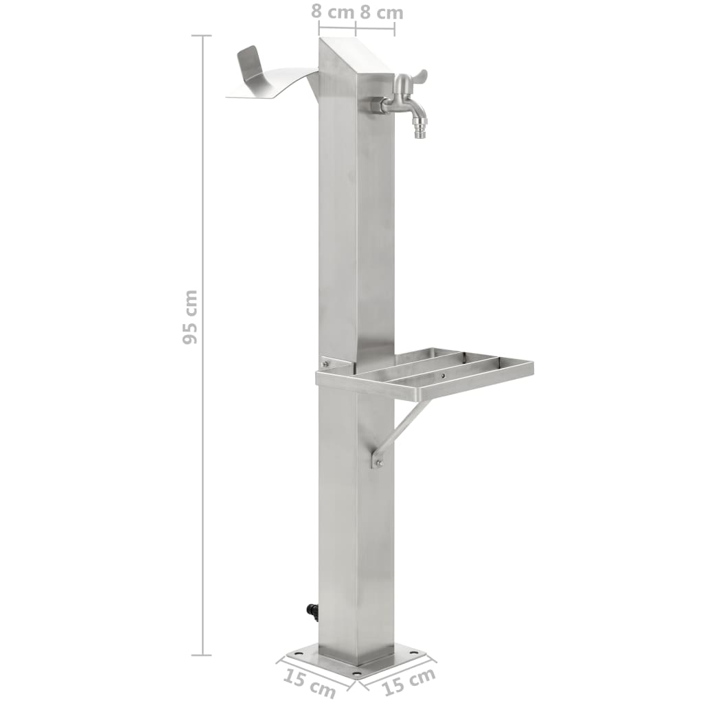 vidaXL Kran ogrodowy na słupku, stal nierdzewna, kwadratowy, 95 cm
