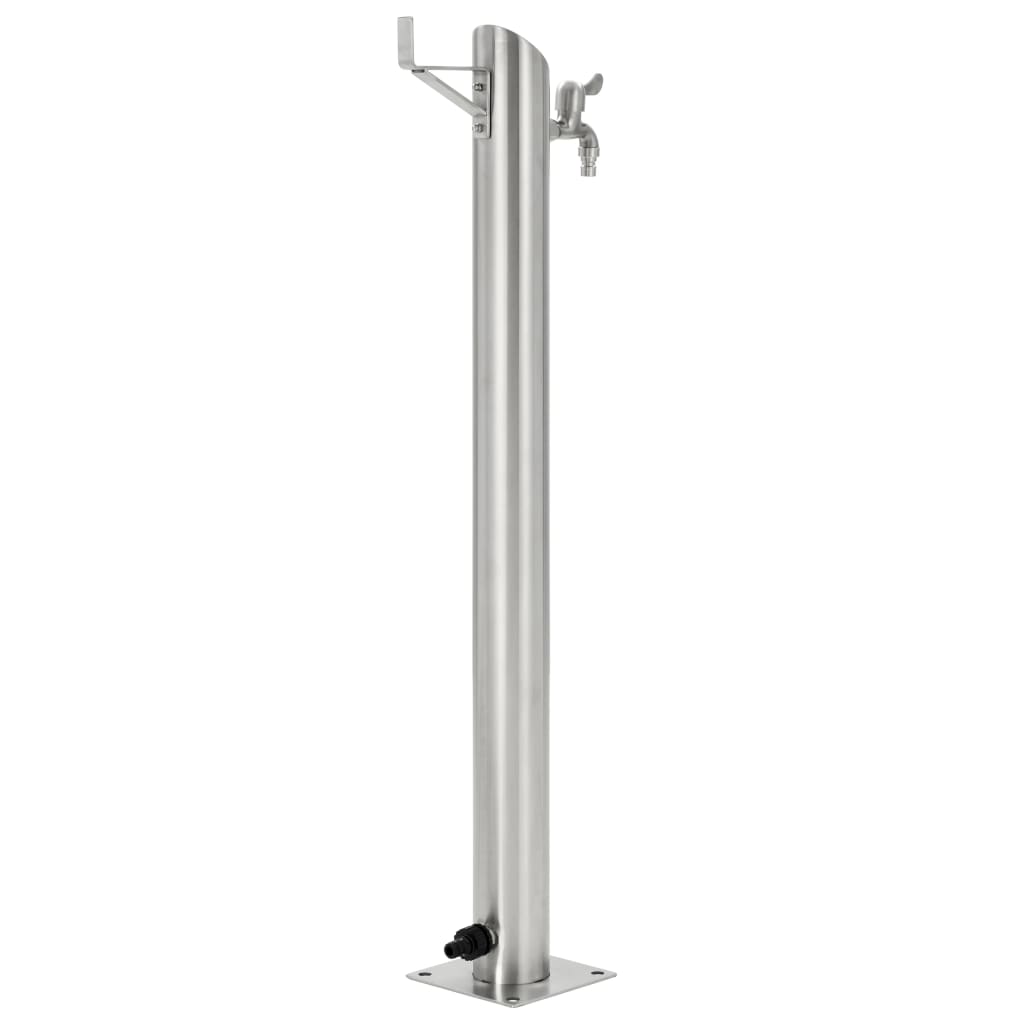 vidaXL Kran ogrodowy na słupku, stal nierdzewna, okrągły, 95 cm