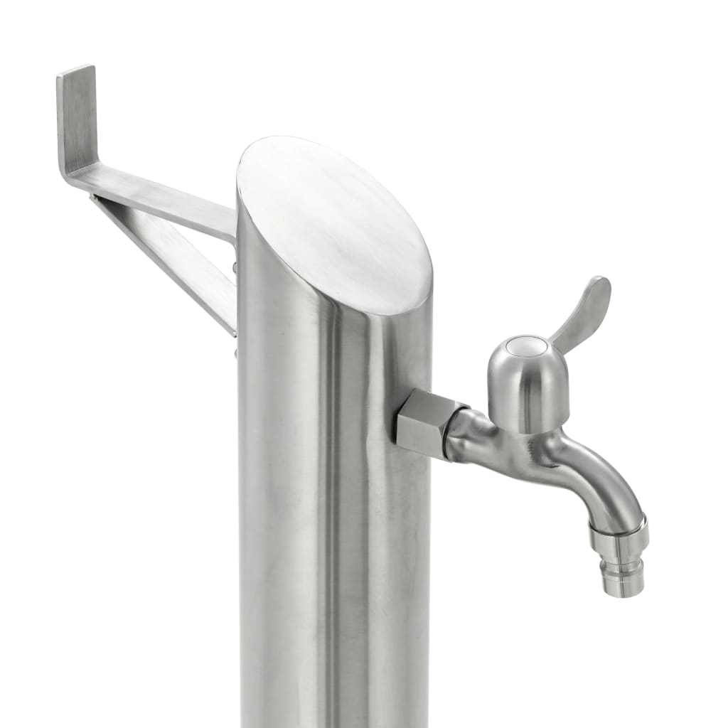 vidaXL Kran ogrodowy na słupku, stal nierdzewna, okrągły, 95 cm