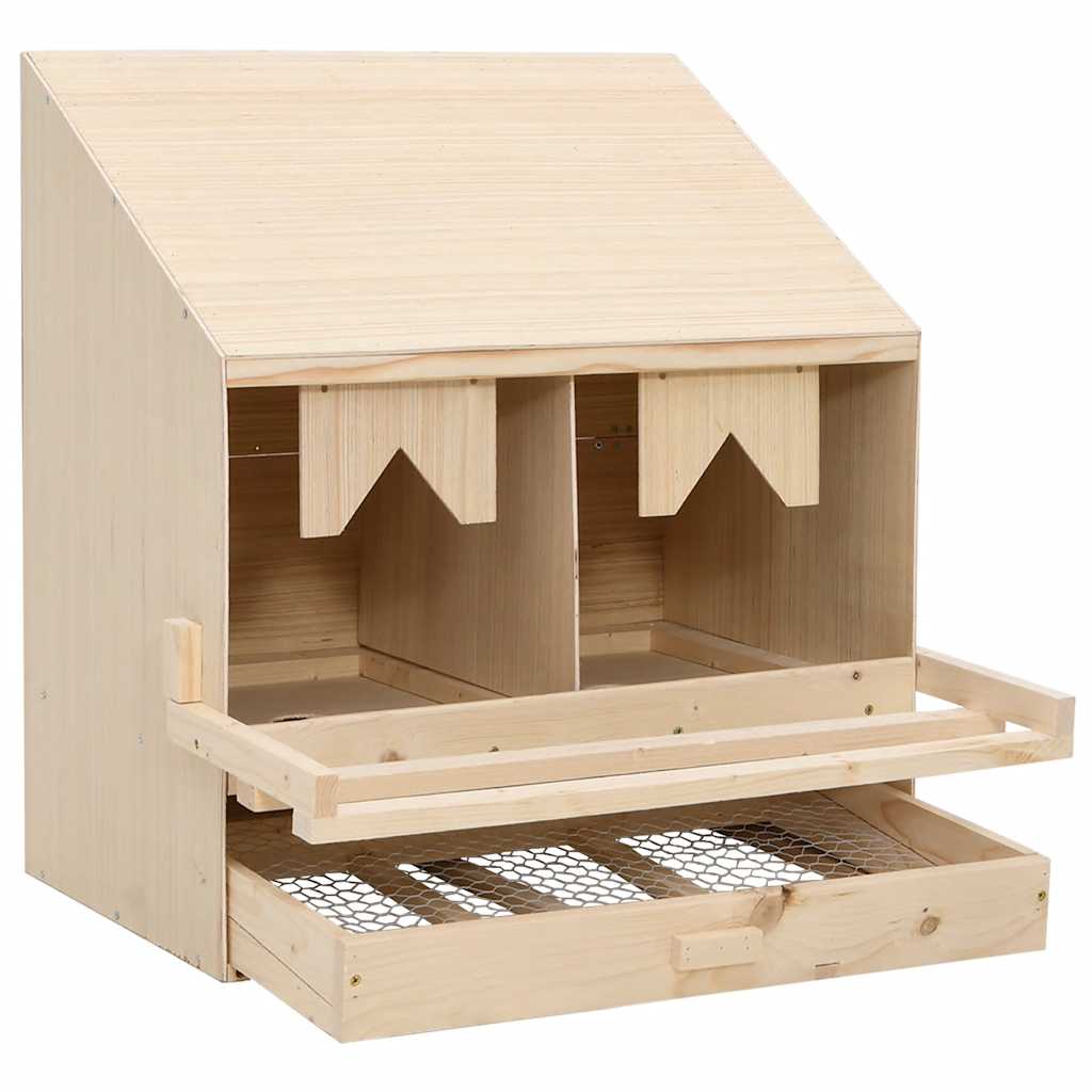 vidaXL Gniazdo dla kur, 2 przegrody, 63x40x65 cm, lite drewno sosnowe