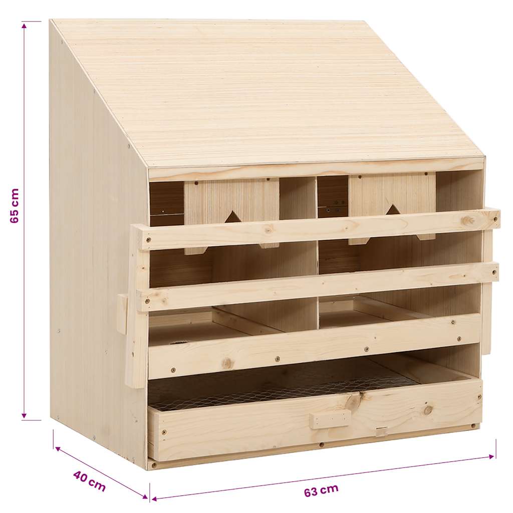 vidaXL Gniazdo dla kur, 2 przegrody, 63x40x65 cm, lite drewno sosnowe