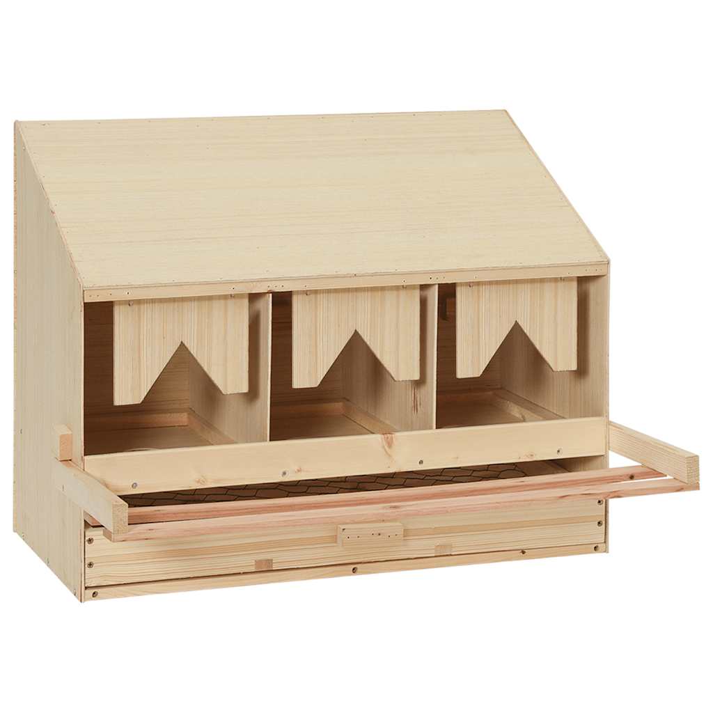 vidaXL Gniazdo dla kur, 3 przegrody, 72x33x54 cm, lite drewno sosnowe