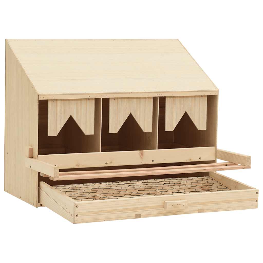 vidaXL Gniazdo dla kur, 3 przegrody, 72x33x54 cm, lite drewno sosnowe
