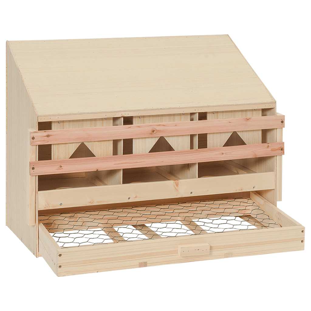 vidaXL Gniazdo dla kur, 3 przegrody, 72x33x54 cm, lite drewno sosnowe