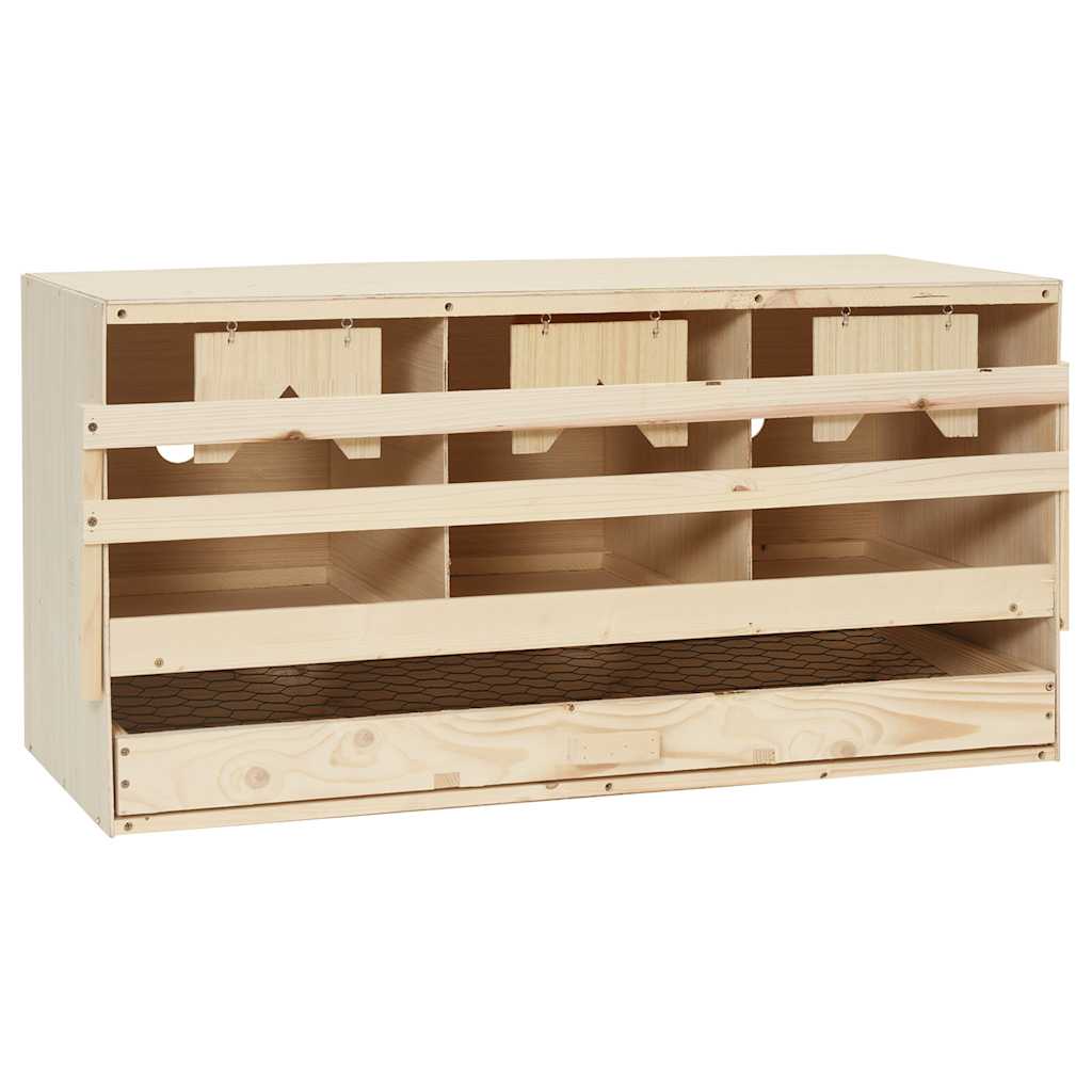 vidaXL Gniazdo dla kur, 3 przegrody, 72x33x38 cm, lite drewno sosnowe