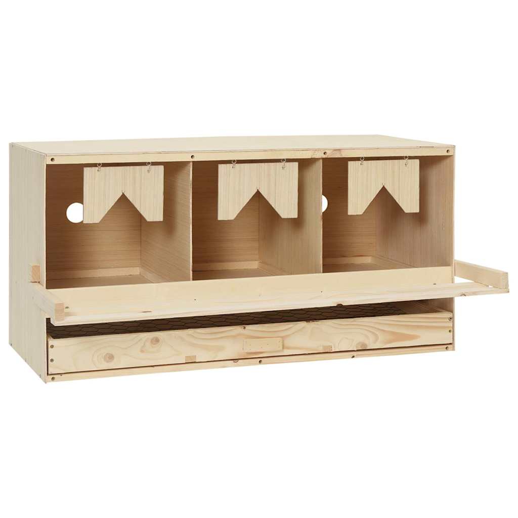 vidaXL Gniazdo dla kur, 3 przegrody, 72x33x38 cm, lite drewno sosnowe