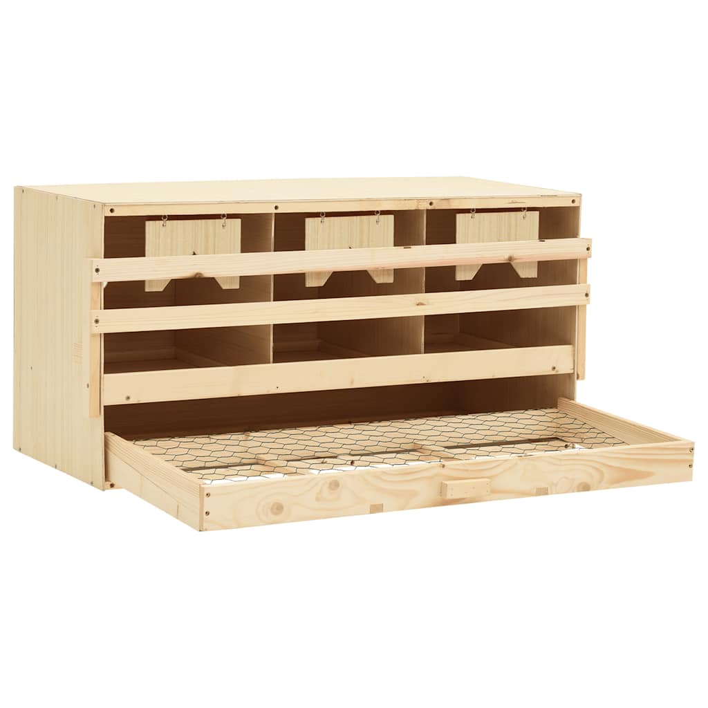 vidaXL Gniazdo dla kur, 3 przegrody, 72x33x38 cm, lite drewno sosnowe