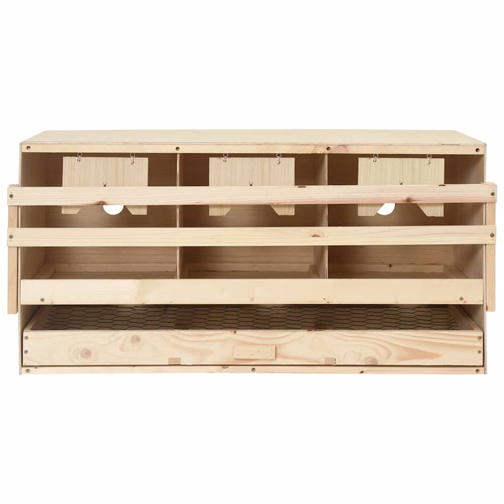vidaXL Gniazdo dla kur, 3 przegrody, 72x33x38 cm, lite drewno sosnowe