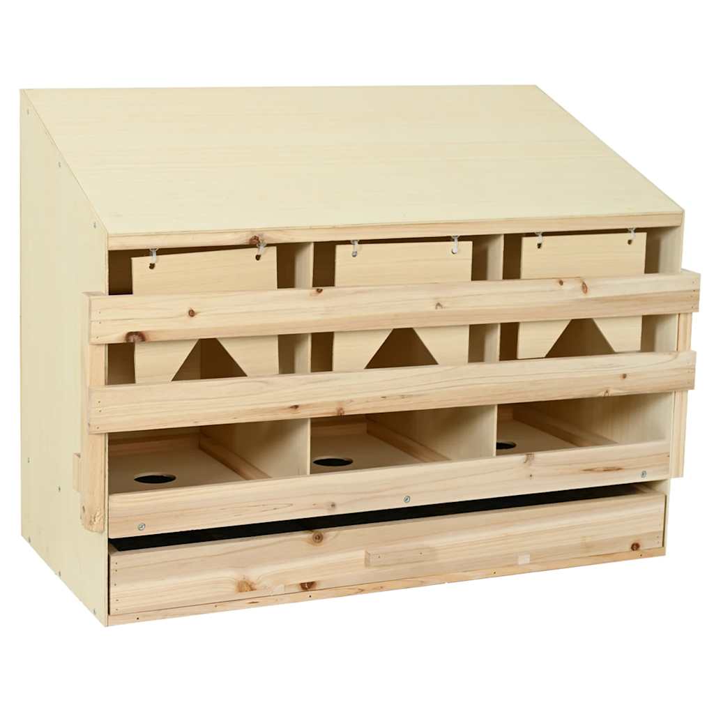 vidaXL Gniazdo dla kur, 3 przegrody, 93x40x65 cm, lite drewno sosnowe