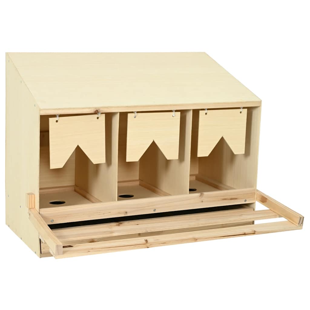 vidaXL Gniazdo dla kur, 3 przegrody, 93x40x65 cm, lite drewno sosnowe