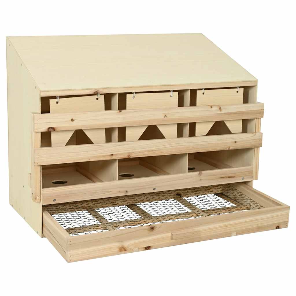 vidaXL Gniazdo dla kur, 3 przegrody, 93x40x65 cm, lite drewno sosnowe