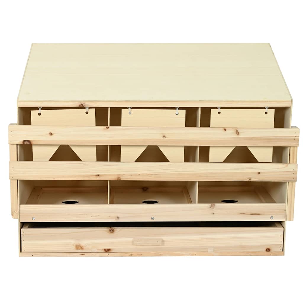 vidaXL Gniazdo dla kur, 3 przegrody, 93x40x65 cm, lite drewno sosnowe