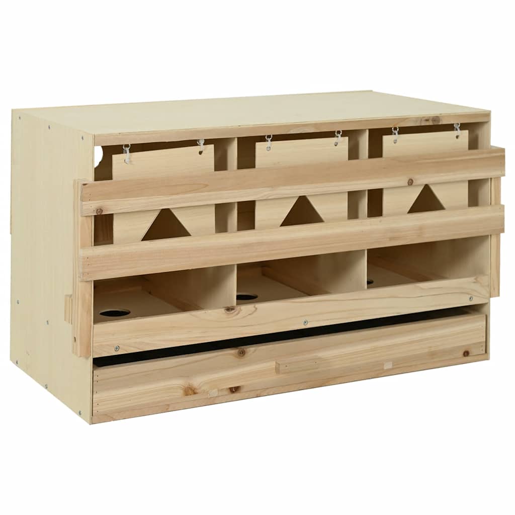 vidaXL Gniazdo dla kur, 3 przegrody, 96x40x45 cm, lite drewno sosnowe