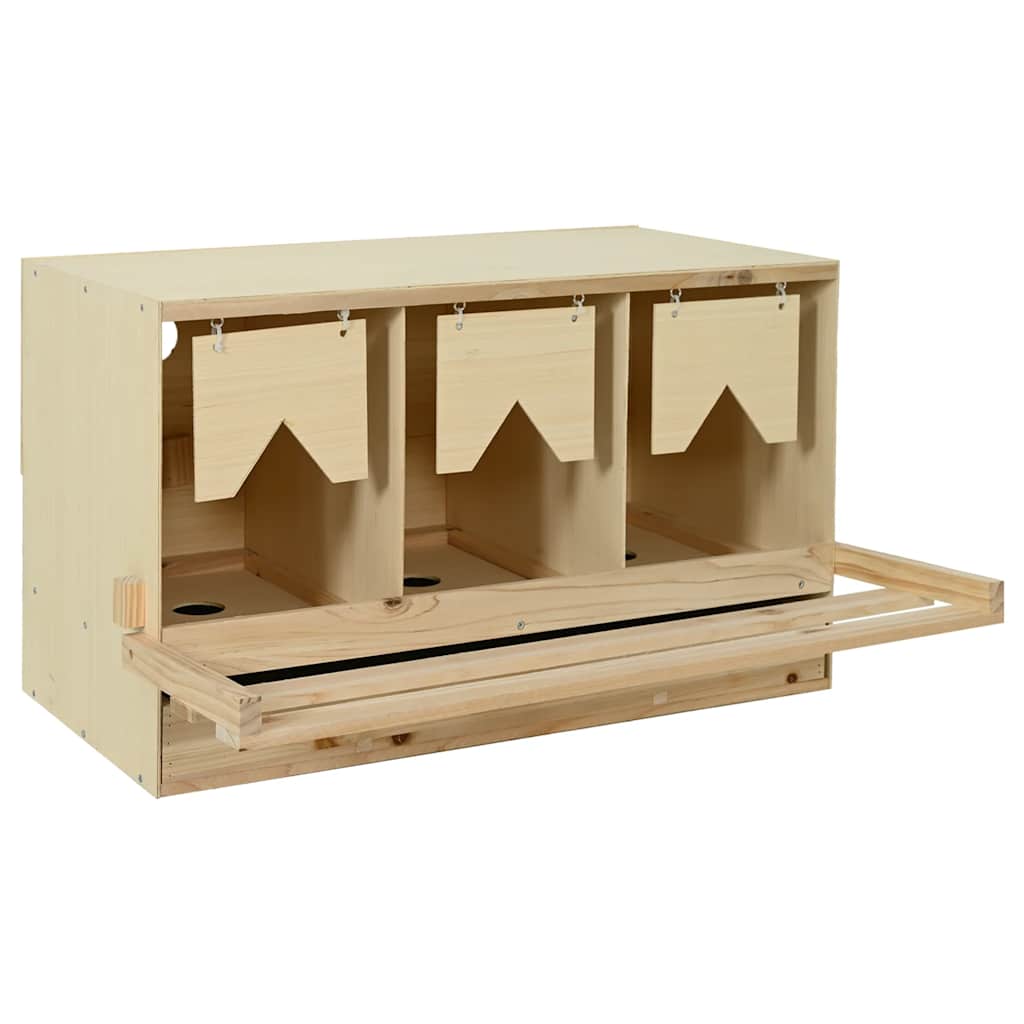 vidaXL Gniazdo dla kur, 3 przegrody, 96x40x45 cm, lite drewno sosnowe