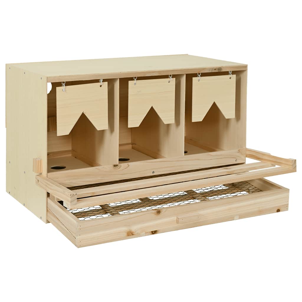 vidaXL Gniazdo dla kur, 3 przegrody, 96x40x45 cm, lite drewno sosnowe