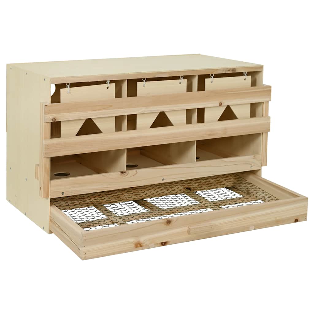 vidaXL Gniazdo dla kur, 3 przegrody, 96x40x45 cm, lite drewno sosnowe