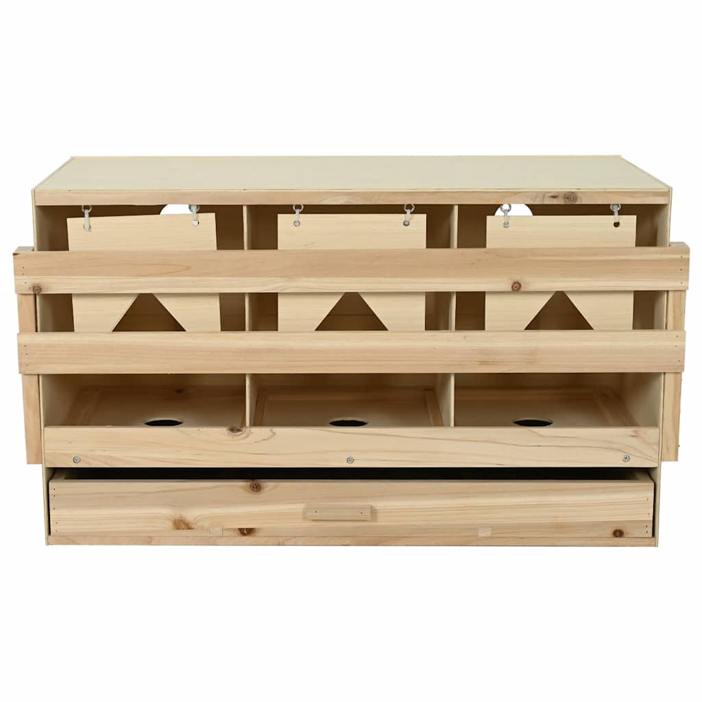vidaXL Gniazdo dla kur, 3 przegrody, 96x40x45 cm, lite drewno sosnowe
