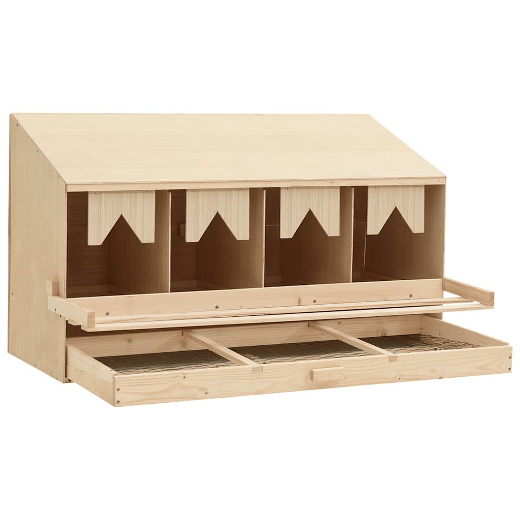 vidaXL Gniazdo dla kur, 4 przegrody, 106x40x59 cm, lite drewno sosnowe