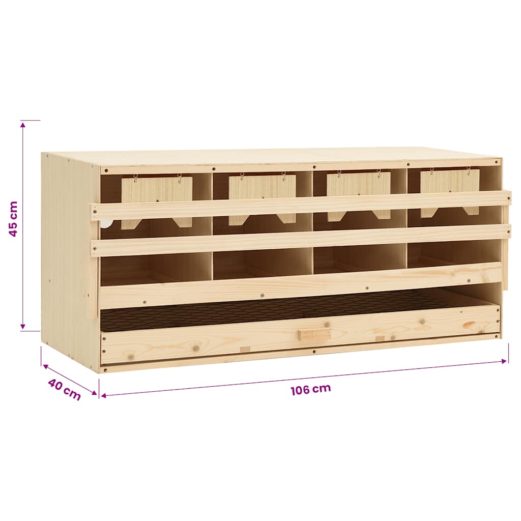 vidaXL Gniazdo dla kur, 4 przegrody, 106x40x45 cm, lite drewno sosnowe