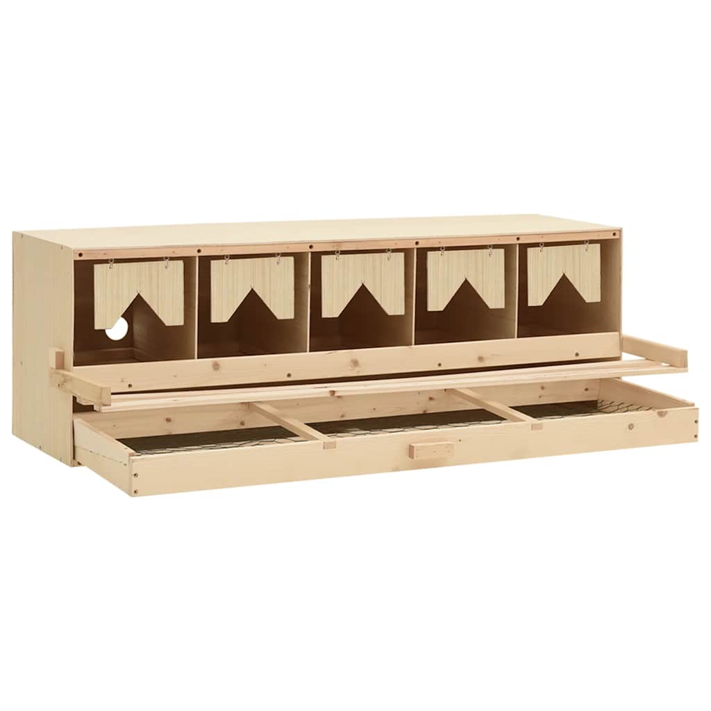 vidaXL Gniazdo dla kur, 5 przegród, 117x33x38 cm, lite drewno sosnowe