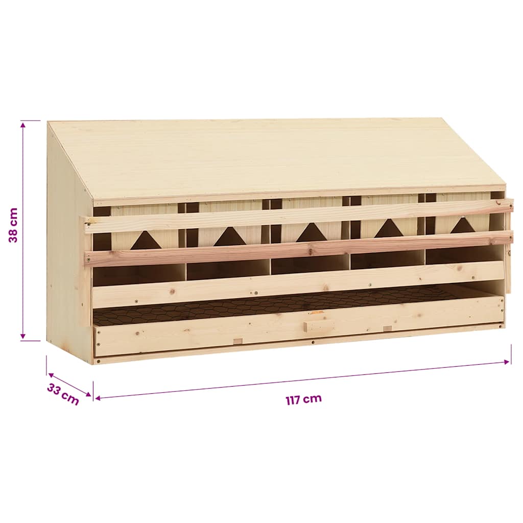 vidaXL Gniazdo dla kur, 5 przegród, 117x33x38 cm, lite drewno sosnowe