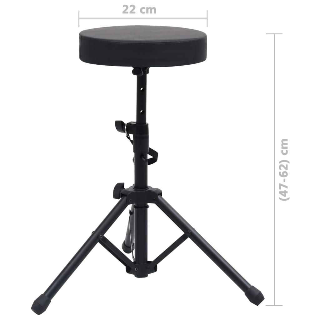 vidaXL Statyw pod keyboard, z podwójną ramą i stołkiem, czarny