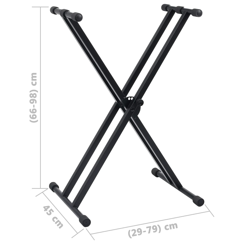 vidaXL Statyw pod keyboard z podwójną ramą i taboretem, czarny