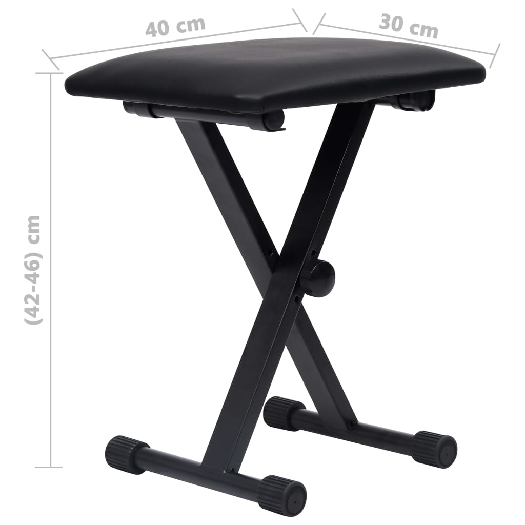 vidaXL Statyw pod keyboard z podwójną ramą i taboretem, czarny