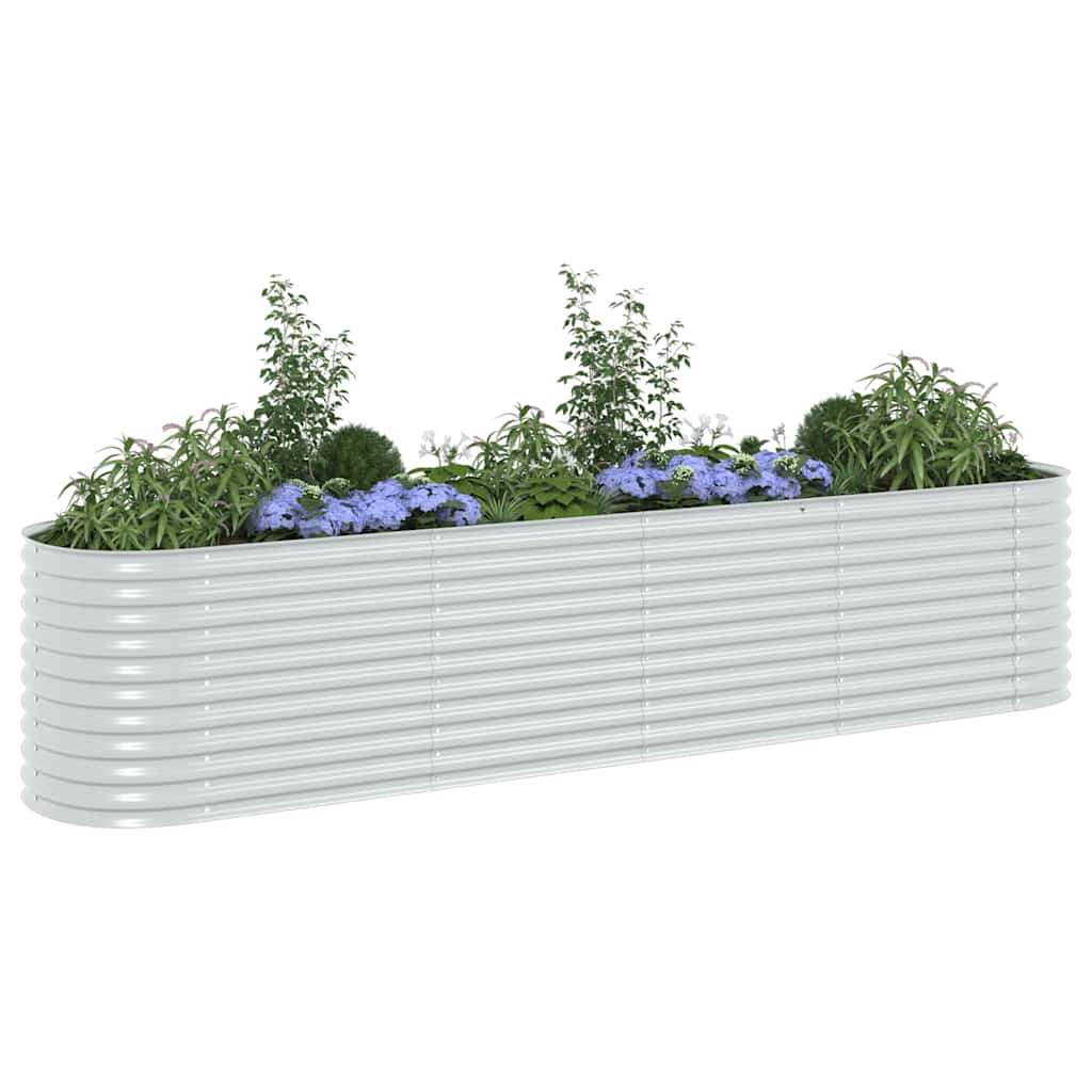 vidaXL Podwyższona donica z galwanizowanej stali 400x80x81 cm, srebrna