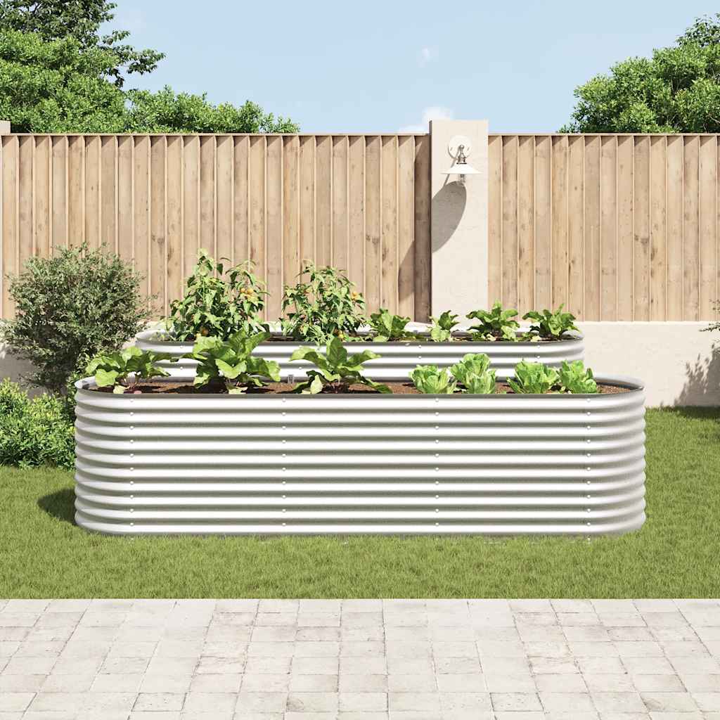 vidaXL Podwyższona donica z galwanizowanej stali 320x80x81 cm, srebrna