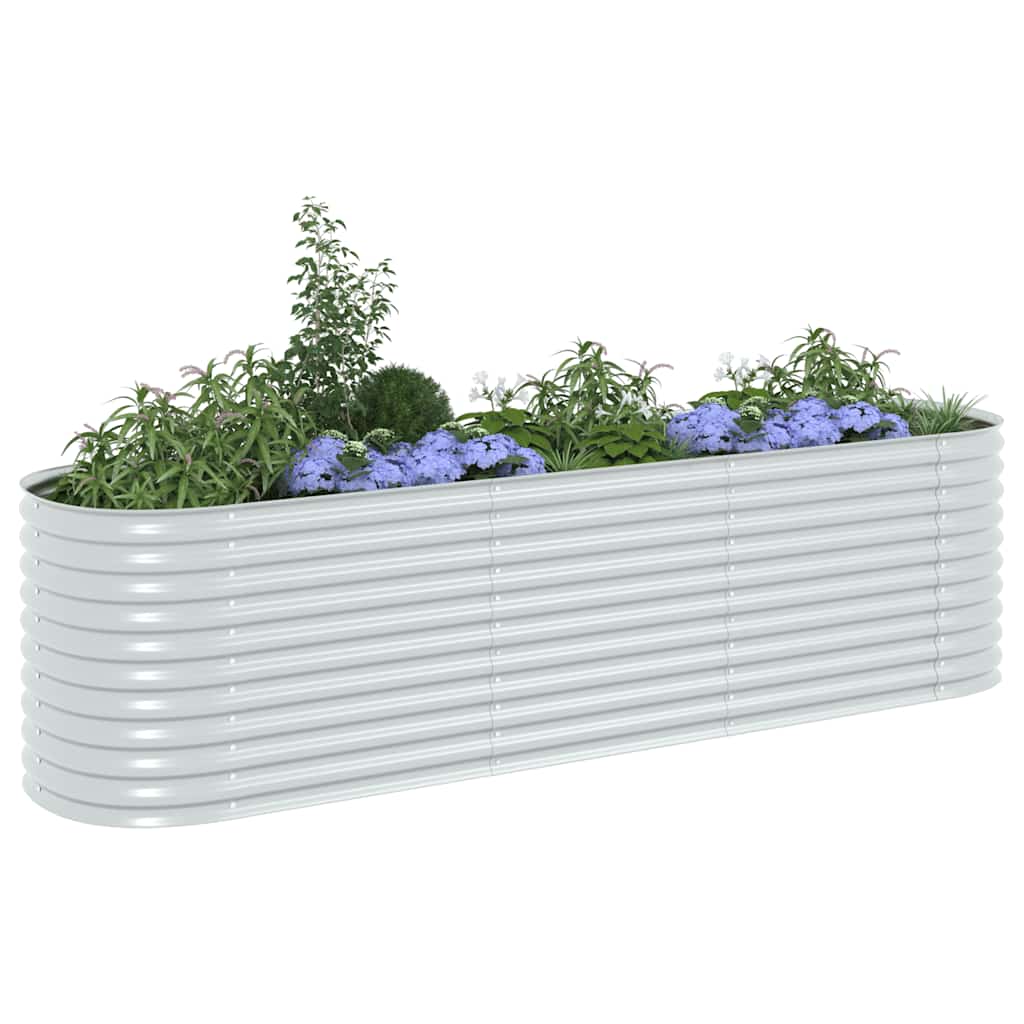 vidaXL Podwyższona donica z galwanizowanej stali 320x80x81 cm, srebrna