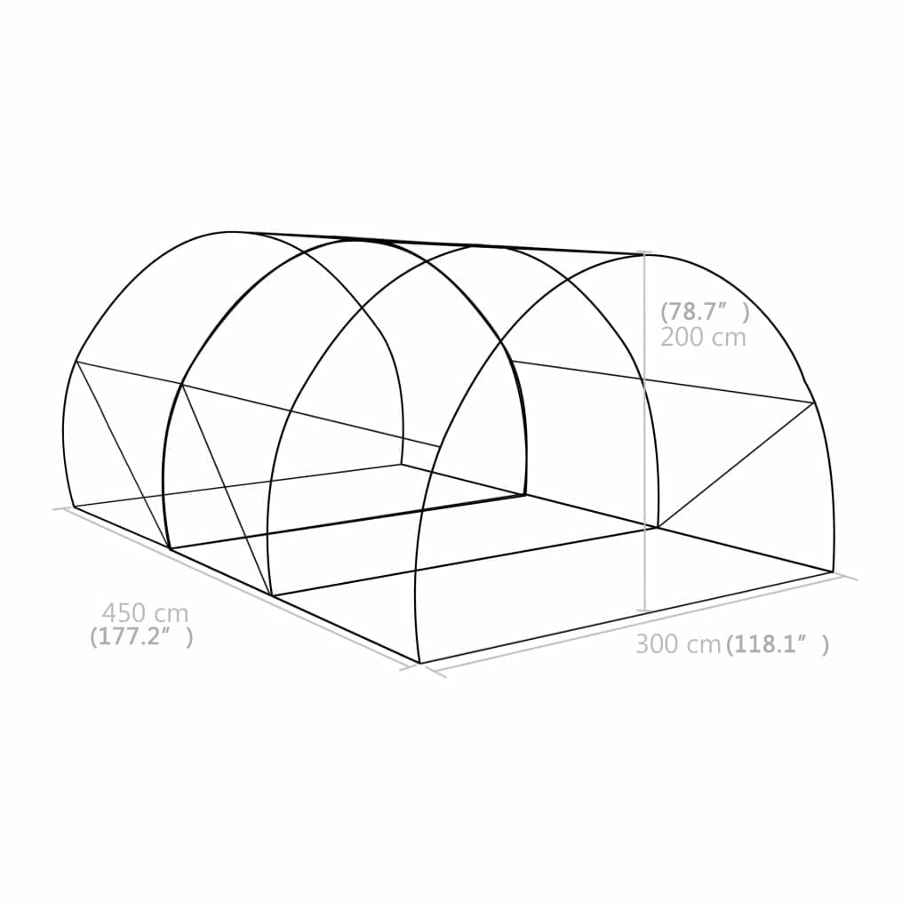 vidaXL Szklarnia ogrodowa, 13,5 m ², 450 x 300 x 200 cm