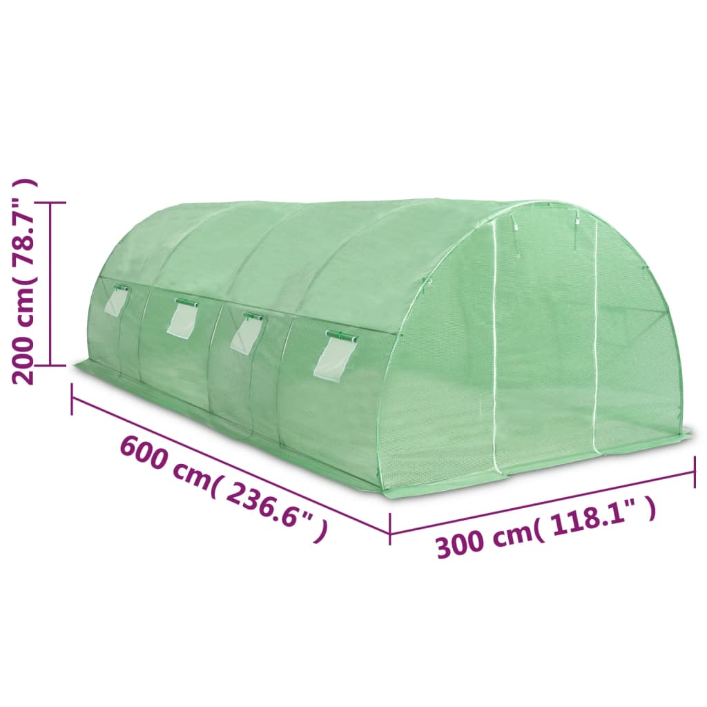 vidaXL Szklarnia ogrodowa, 18 m², 600 x 300 x 200 cm