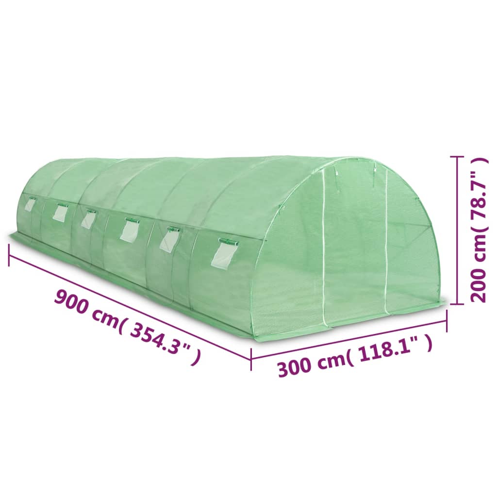 vidaXL Szklarnia ogrodowa, 27 m², 900 x 300 x 200 cm