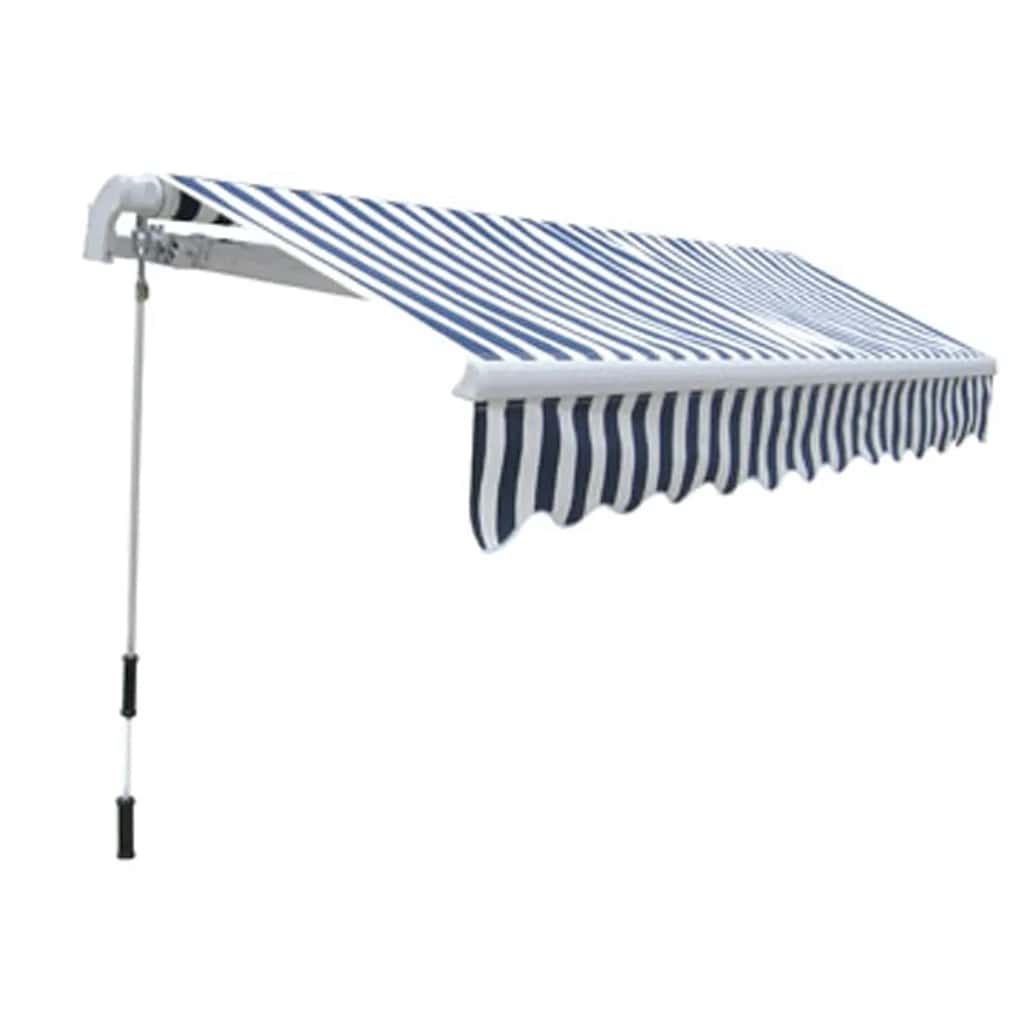 vidaXL Markiza zwijana ręcznie, 300 cm, niebiesko-biała