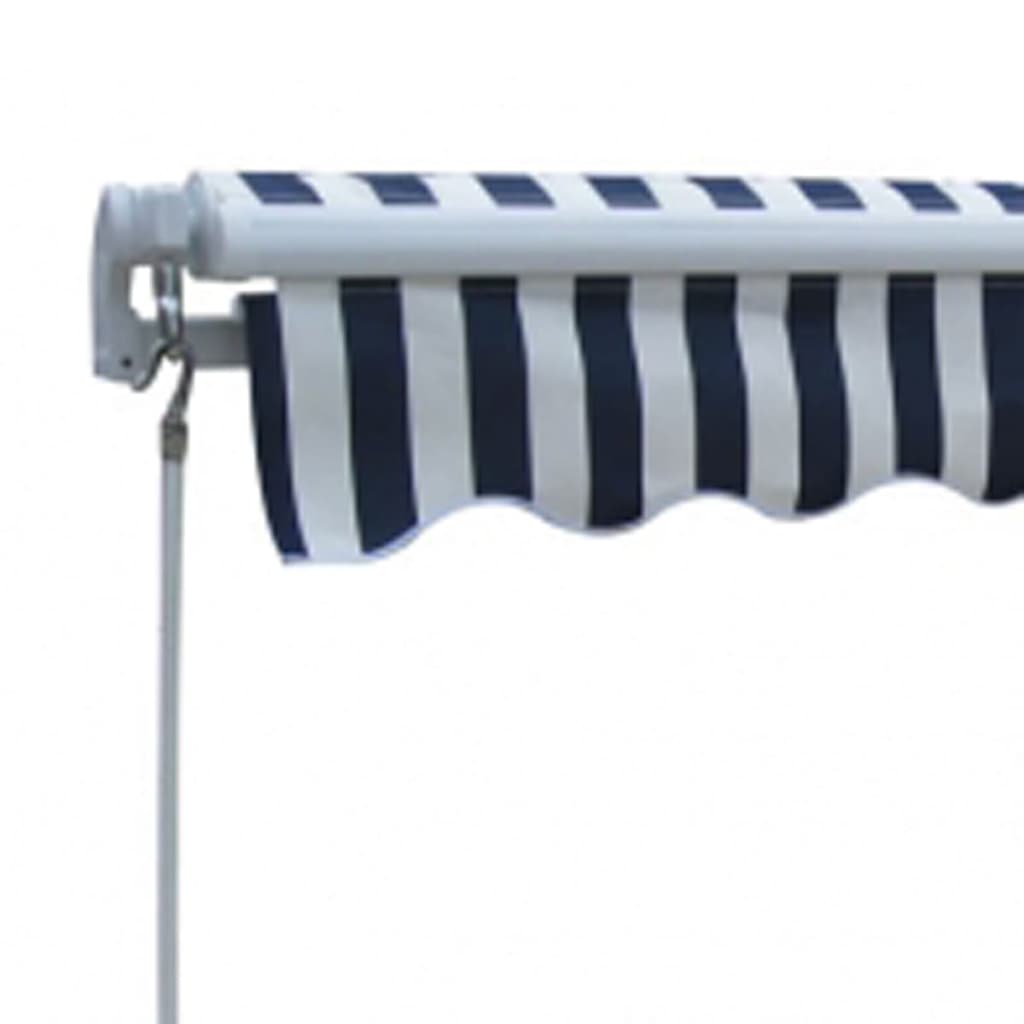 vidaXL Markiza zwijana ręcznie, 300 cm, niebiesko-biała