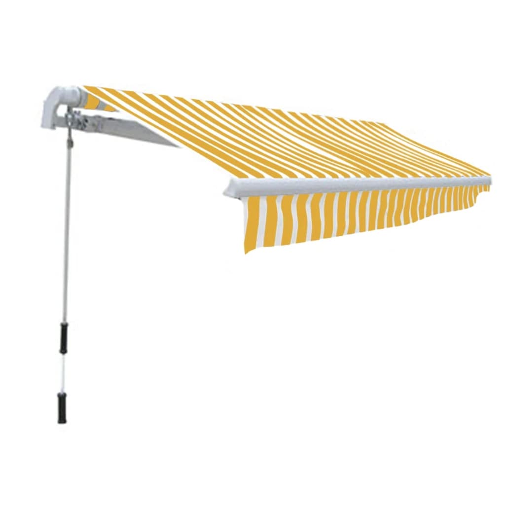 vidaXL Markiza zwijana ręcznie, 300 cm, żółto-biała