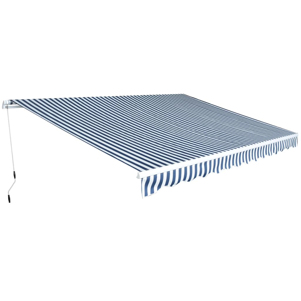 vidaXL Markiza zwijana ręcznie, 450 cm, niebiesko-biała