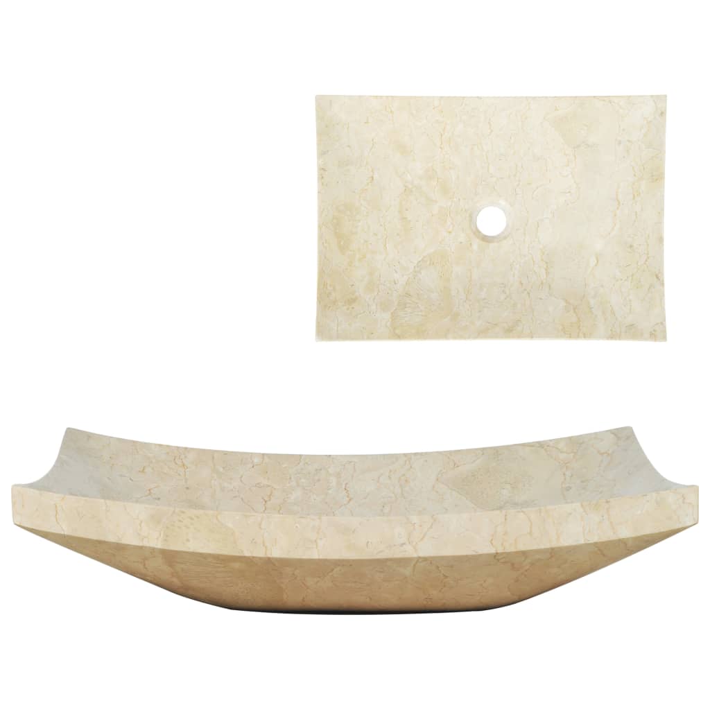 vidaXL Umywalka, 50 x 35 x 12 cm, marmurowa, kremowa