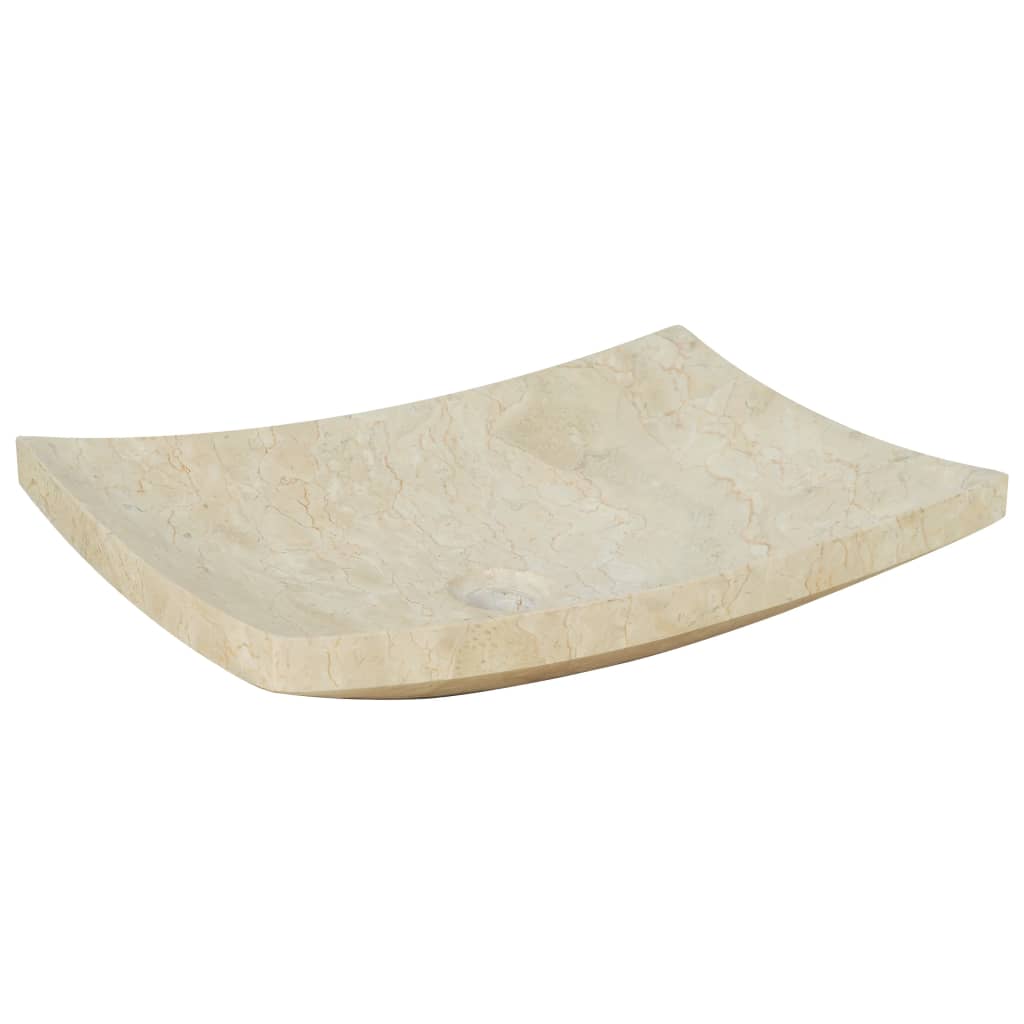 vidaXL Umywalka, 50 x 35 x 12 cm, marmurowa, kremowa