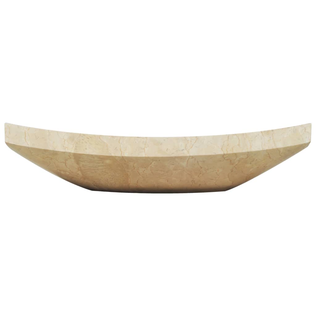 vidaXL Umywalka, 50 x 35 x 12 cm, marmurowa, kremowa