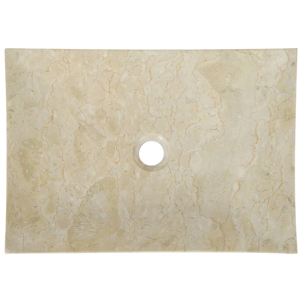 vidaXL Umywalka, 50 x 35 x 12 cm, marmurowa, kremowa