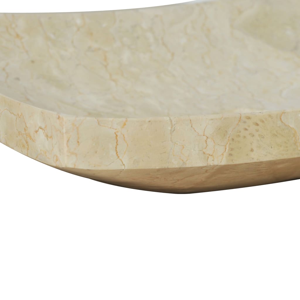 vidaXL Umywalka, 50 x 35 x 12 cm, marmurowa, kremowa