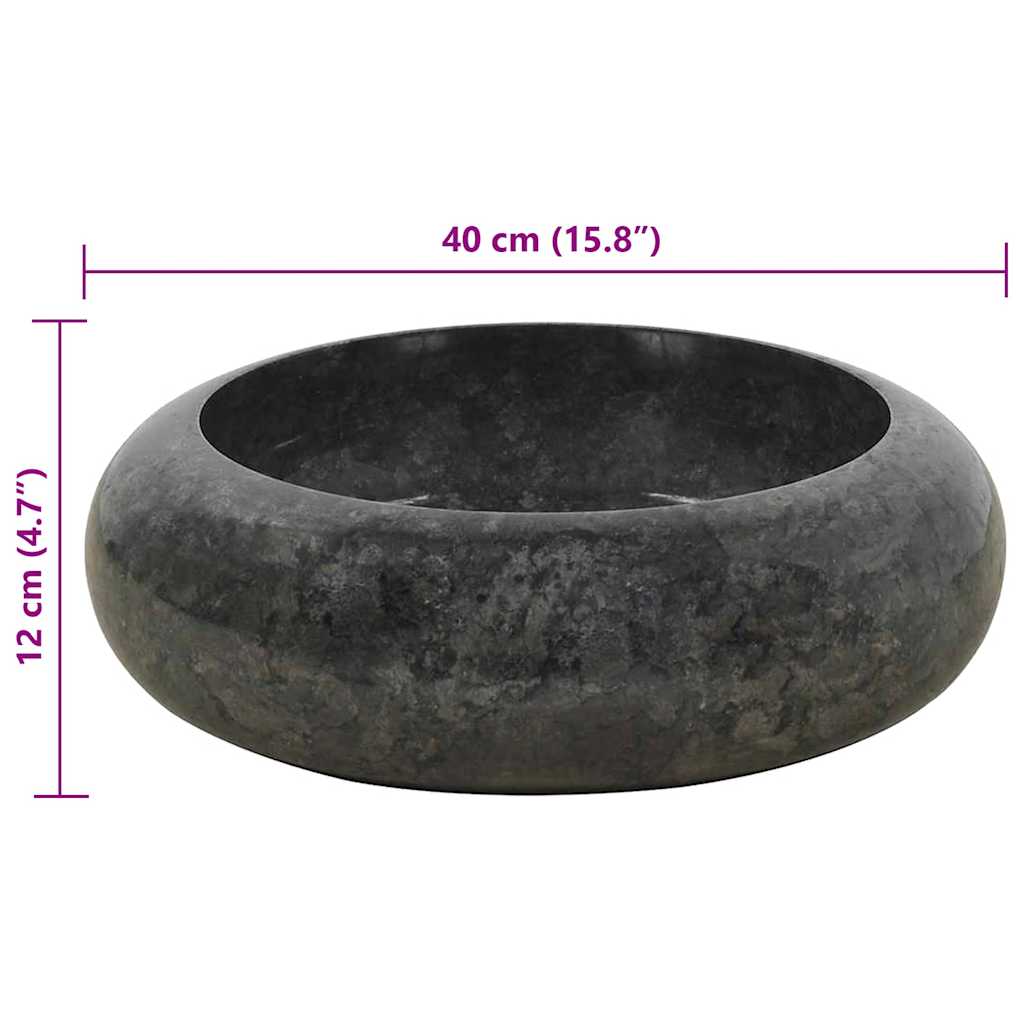 vidaXL Umywalka, 40 x 12 cm, marmurowa, czarna